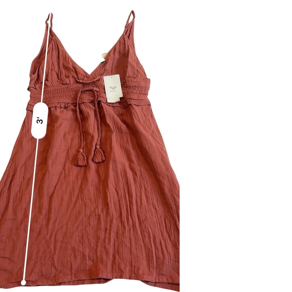 Roxy Simple Blossom Dress Terracotta Rust Smocked Mini ARJWD03391 Womens Large - Picture 6 of 9